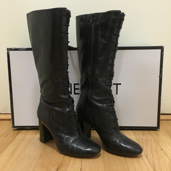 Nine West Waterfall Leather Lacefront Boots - Picture 1 of 5